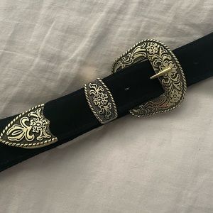 Free People Suede Western Belt with Gold Buckle